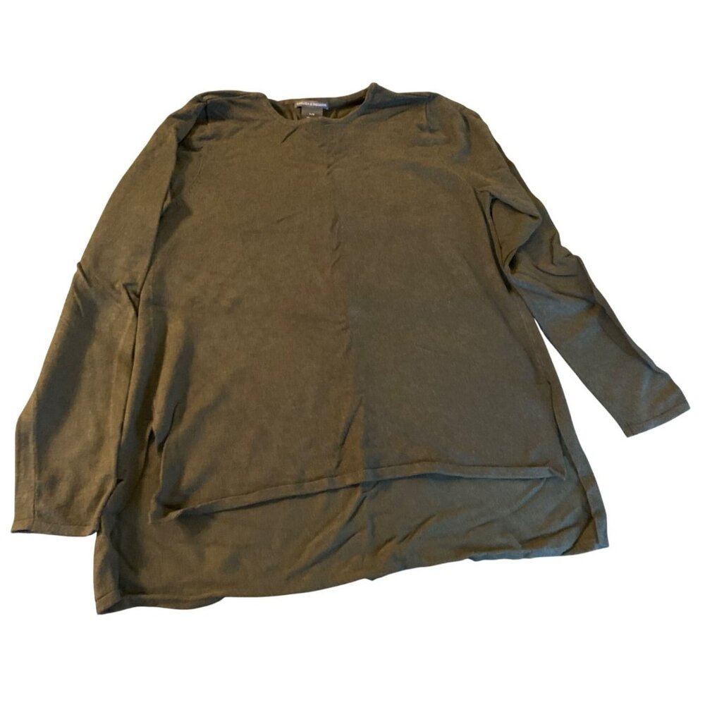 Chelsea & Theodore Womens Long Sleeve Green Top Size Large Rayon & Nylon Blend